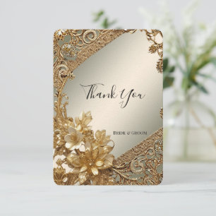 Modern Gold Verziert Floral Dankeschön Karte
