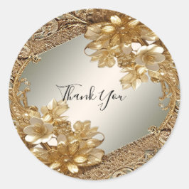 Modern Gold Verziert Floral Sticker