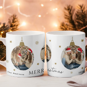 Modern Gold Weihnachtsschmuck Foto Collage Kaffeetasse