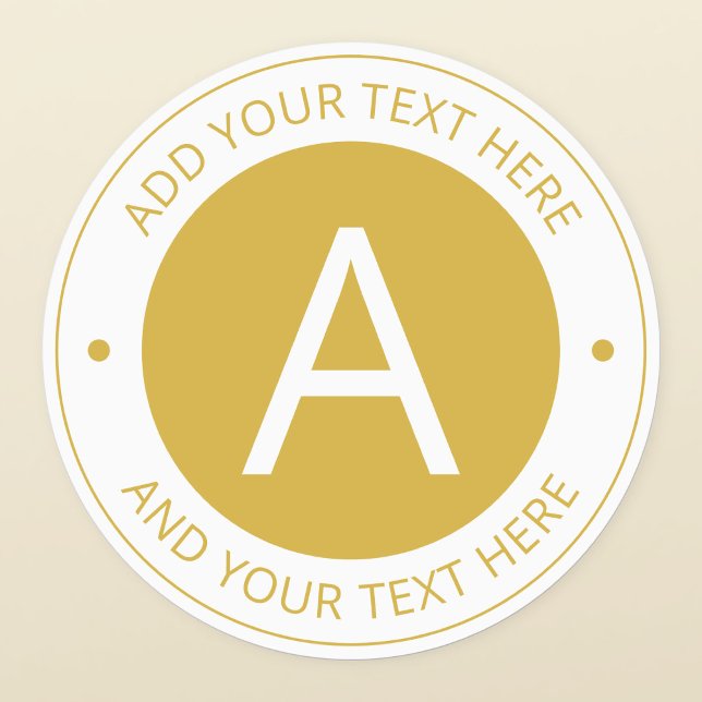 Modern Gold/Weiß-Logo-Monogramm wasserdicht Etiketten (Von Creator hochgeladen)