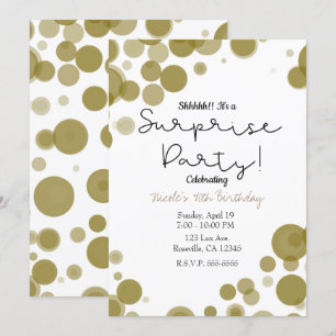 Modern Gold White Polka Dot Bubbles Party Einladung