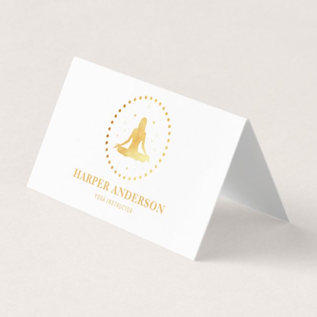 Modern Gold Yoga Instructor Berufliches Logo Visitenkarten (Vorderseite)