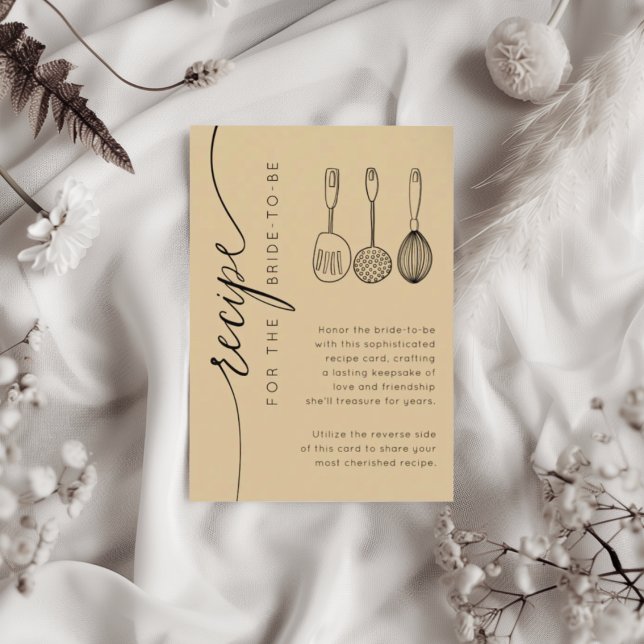  Modern Golden Beige Bridal Shower Recipe  Begleitkarte (Von Creator hochgeladen)