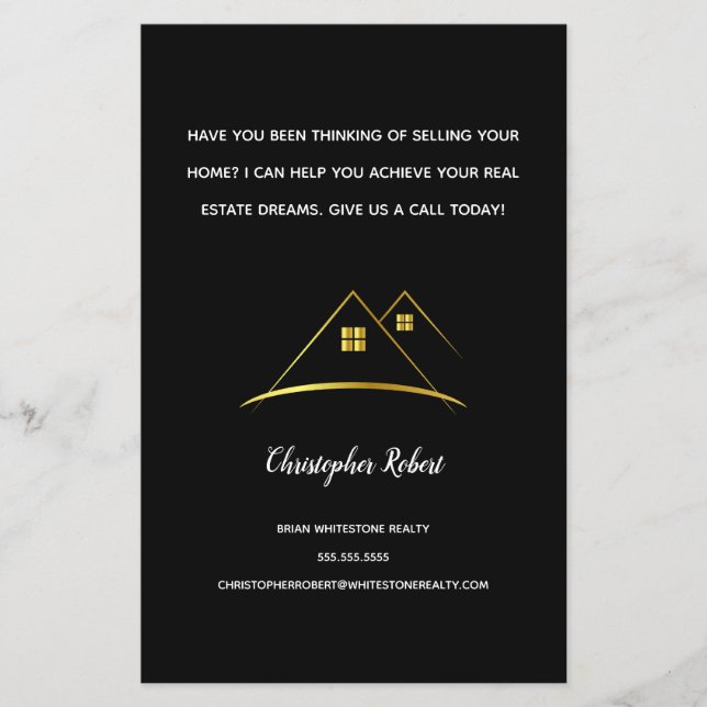 Modern Golden House Logo Real Anwesen Flyer (Vorne)