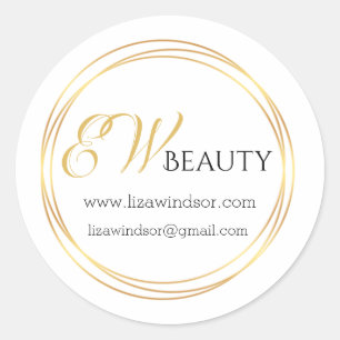 Modern goldfarbenes Monogramm-Logo Runder Aufkleber