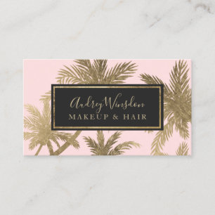 Modern Goldfolie Rosa Palme Makeup Haar Drehbuch Visitenkarte