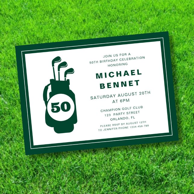 Modern Golf 50. Geburtstag Einladung (Modern Golf 50th Birthday Invitation)