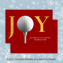 Modern Golf Joy & Peace Red Christmas Feiertagskarte