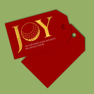 Modern Golf Joy & Peace Red Christmas Geschenkanhänger