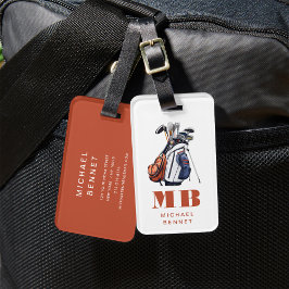 Modern Golf Sport Monogrammed Gepäckanhänger
