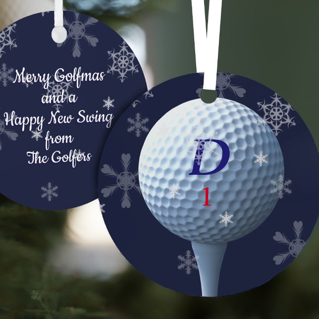 Modern Golfer Merry Golfmas Frohes neues Swing Gol Ornament Aus Metall (Merry Golfmas and a Happy New Swing ornament makes a great gift for golfers!)