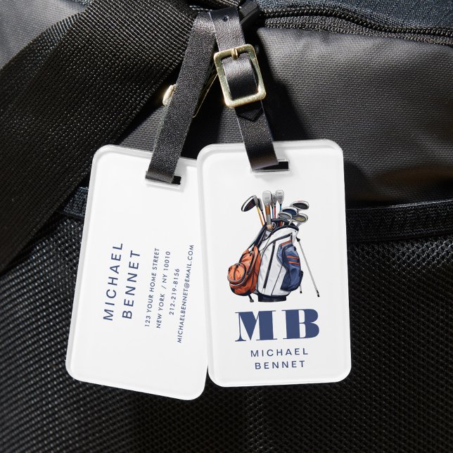 Modern Golfer Sport Monogram Gepäckanhänger (Modern Golfer Sport Monogram Luggage Tag)