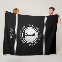 Modern Golfer Sports Monogram Name Golf Black Fleecedecke