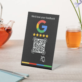 Modern Google Review QR Scan Black Stand Sockelschild