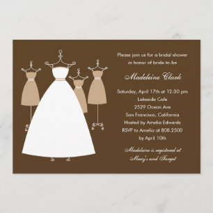 Modern Gowns Bridal Dusche Einladung - Latte