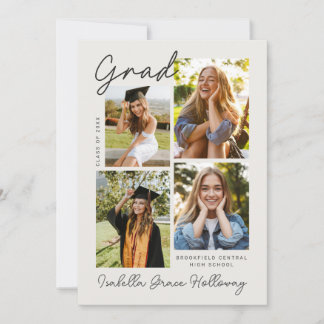 Modern Grad Announcement  With Multiple Photos Einladung