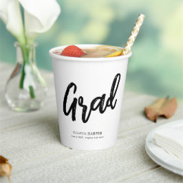Modern Grad Brush Script Graduation  Pappbecher