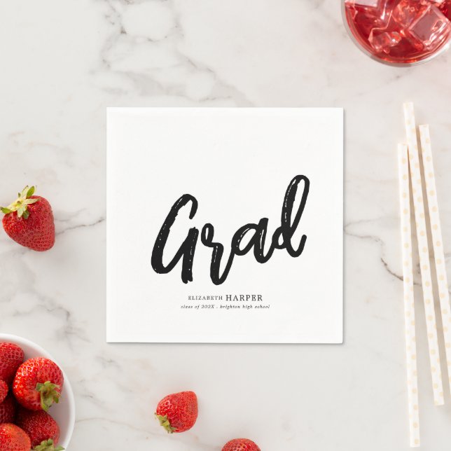 Modern Grad Brush Script Graduation  Serviette (Beispiel)