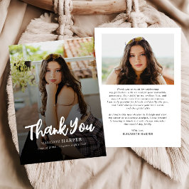 Modern Grad Brush Script Photo Graduation Dankeskarte