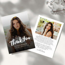 Modern Grad Brush Script Photo Graduation Dankeskarte