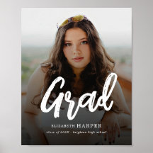 Modern Grad Brush Script Photo Graduation 