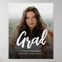 Modern Grad Brush Script Photo Graduation  Poster