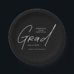 Modern Grad Script Typography Graduation Pappteller<br><div class="desc">Celebrate your graduate in style with these Modern Grad Script Typography Graduation Paper Plates. Designed with elegant script lettering and clean modern typography, these stylish plates add a sophisticated touch to your graduation party décor. Perfect for high school graduation celebrations, college graduation parties, and6 gatherings, they are ideal for serving...</div>