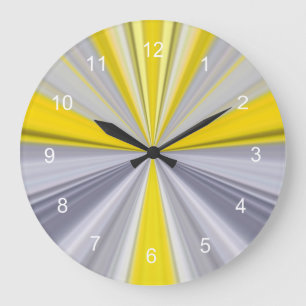 Modern Gradient Conical Stripe Yellow Gray Große Wanduhr