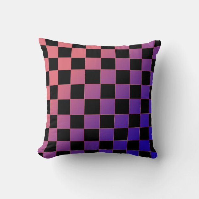 Modern Gradient Purple Pink Checkerboard  Kissen (Vorderseite)