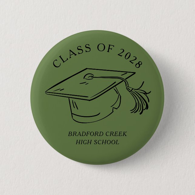 Modern Graduate Cap Doodle Class of Graduation Button (Vorderseite)