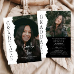 Modern Graduate Photo Magazine Graduation Party Einladung<br><div class="desc">Celebrate your academic milestone with our Modern Graduate Photo Magazine Newspaper Black and White Graduation Party Invitation! This unique invitation design mimics the style of a magazine or newspaper cover, featuring your photo and graduation details as the main headline. It's a creative and memorable way to announce your graduation and...</div>