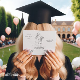 Modern Graduation Black & white line art graduate  Einladung