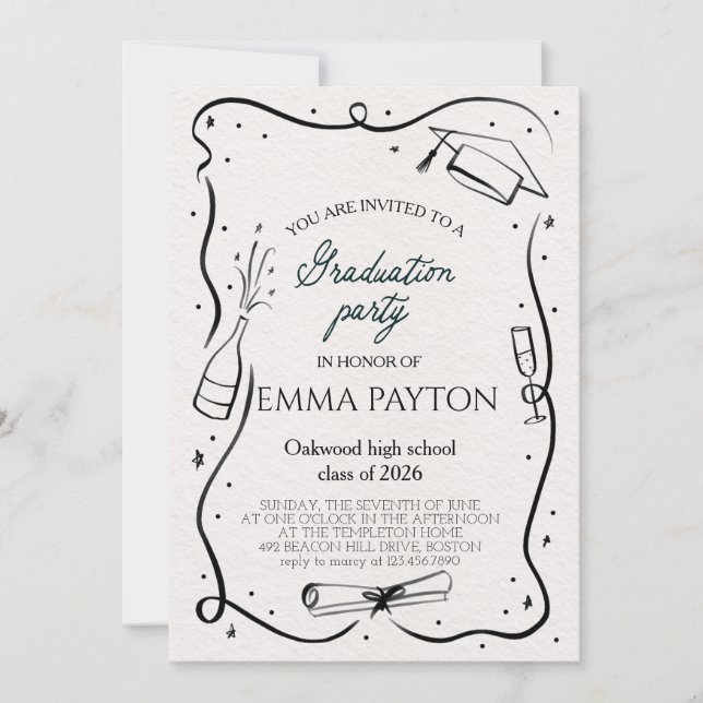 Modern Graduation Celebration  Einladung (Vorderseite)