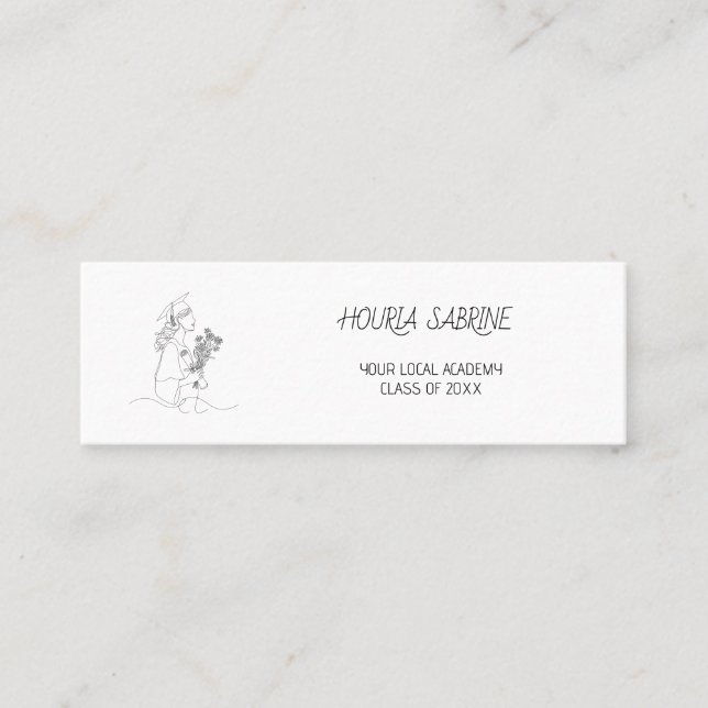Modern Graduation line art graduate Name Card Mini Visitenkarte (Vorderseite)