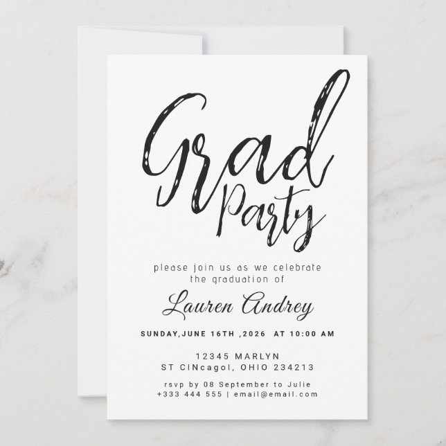 Modern Graduation Party Invitation (Devant)