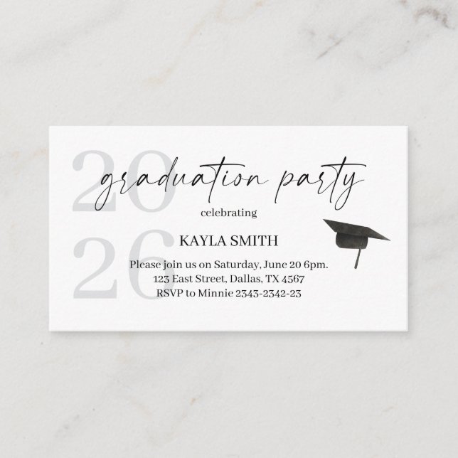 Modern Graduation Party Invitation Insert (Vorderseite)