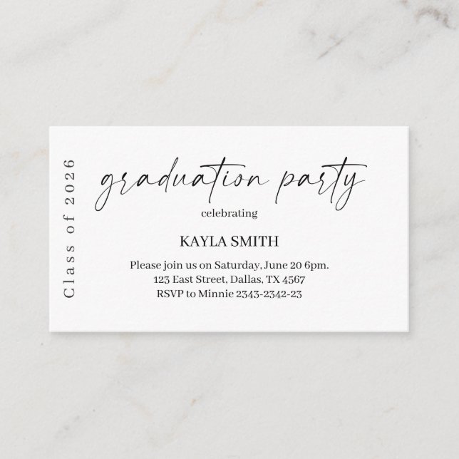 Modern Graduation Party Invitation Insert (Vorderseite)