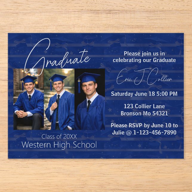 Modern Graduation Party Photo Display Acryleinladungen (Vorderseite)
