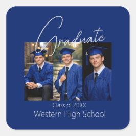 Modern Graduation Party Photo Display Quadratischer Aufkleber