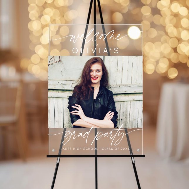 Modern Graduation Party Script Photo Welcome  Acrylschild (Von Creator hochgeladen)