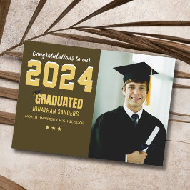Modern Graduation Party with 1 Photo in Brown Einladung