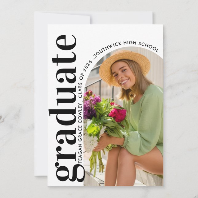 Modern Graduation Photo Collage Invitation Einladung (Vorderseite)