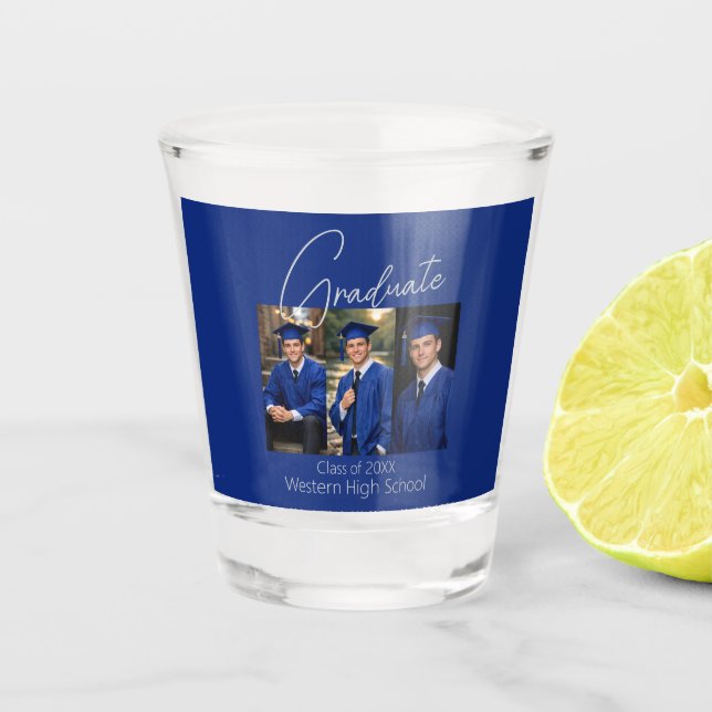 Modern Graduation Photo Display Schnapsglas (Vorderseite)