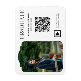 Modern Graduation Photo QR Code Minimal Arch Video Magnet