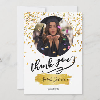 Modern Graduation Thank You Card with Cap and Tass Dankeskarte