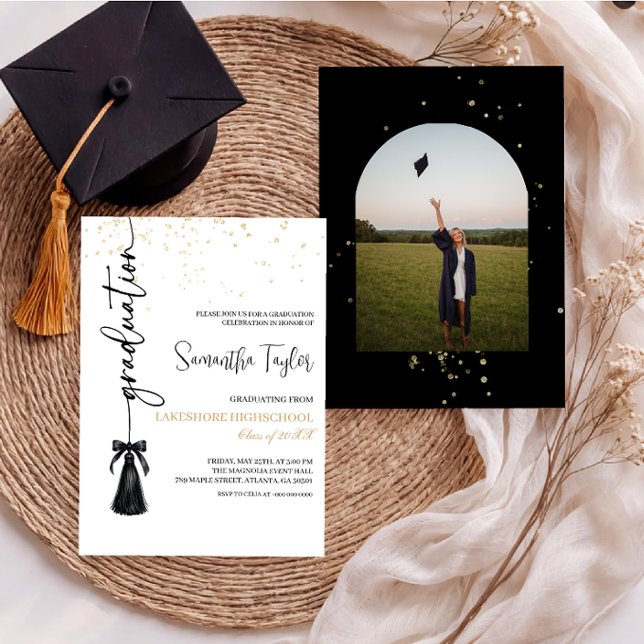 Modern Graduation with Photo Invitation Einladung (Von Creator hochgeladen)