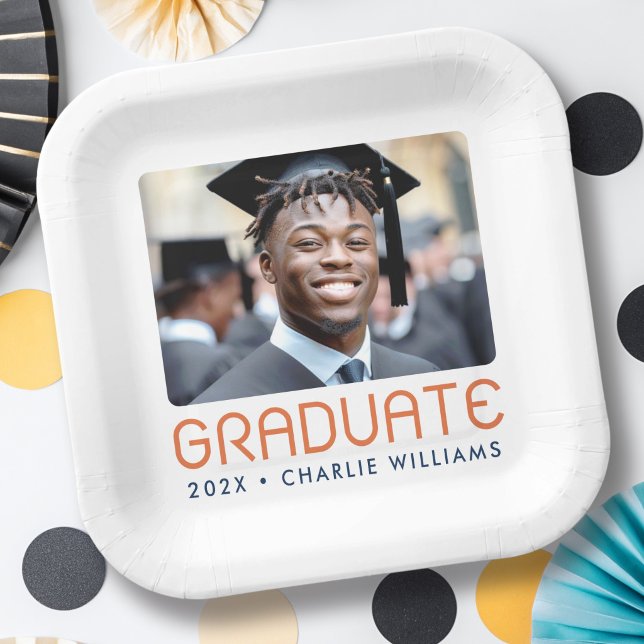 Modern graduation year photo graduate pappteller (Modern graduation year photo graduate paper plates)