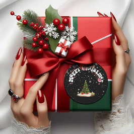 Modern Graffiti Black Frohe Weihnachten Runder Aufkleber