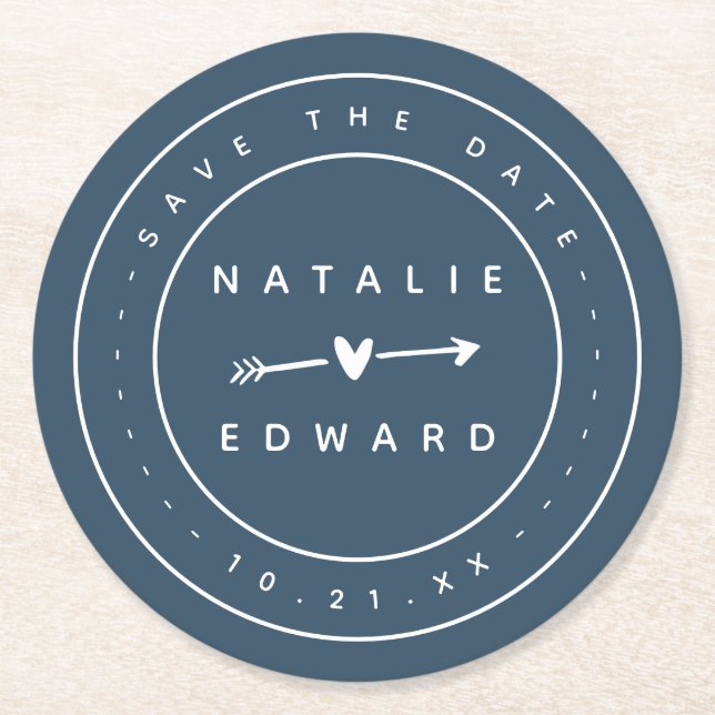 Modern, Grafik Save the Date Runder Pappuntersetzer (Vorderseite)