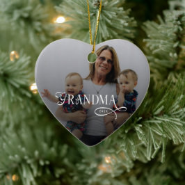 Modern Grandma Photo Personalized Keramik Ornament